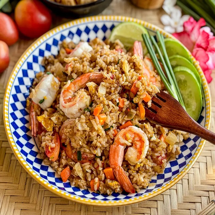 Thai fried rice with prawns & peas