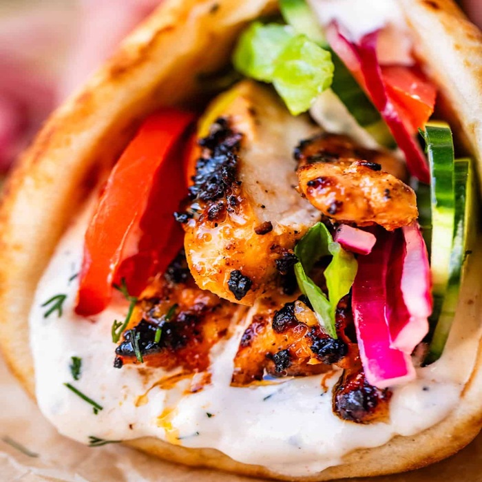 Chicken Shawarma with homemade garlic herb yoghurt sauce