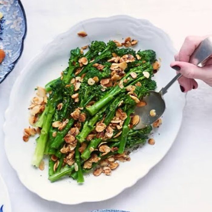 Purple sprouting broccoli tempura with nuoc cham